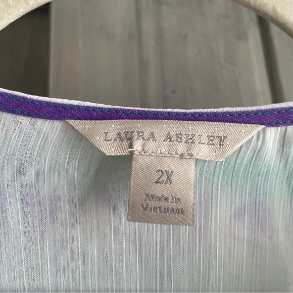 Laura Ashley Women’s Gradient Aqua white purple‎ swim coverup Size 2X sheer - Picture 5 of 6